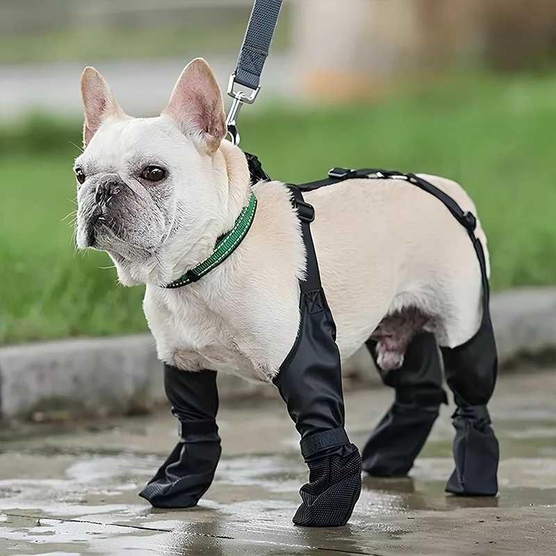 dog shoes, dog boots, dog rain boots, dog boots that stay on, waterproof dog shoes, dog suspender boots