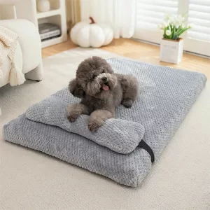 calming dog bed, dog bed with pillow, anti anxiety dog bed, fluffy dog bed