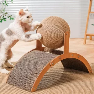ball board toy, cat scratcher, cat scratching post, cardboard cat scratcher, large cat scratching post, cat ball scratcher