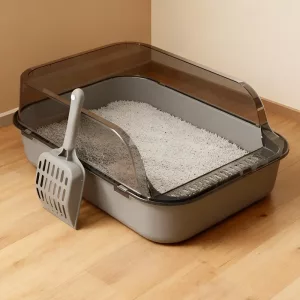 cat enclosed litter box, cat litter box ,cat sandbox, high sided litter box