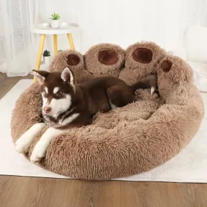 fluffy dog bed, dog bed with high sides, calming dog bed, anti anxiety dog bed, round fluffy dog bed, large fluffy dog bed
