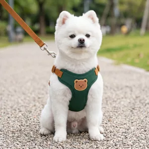 Cute Bear Soft Breathable No-Pull Dog Harness and Leash Set