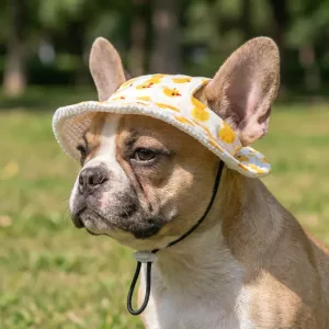 Cute Breathable Dog Sun Hat with Drawstring