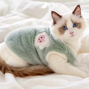 Cute Warm Cat Sweater Soft Pet Plush Vest
