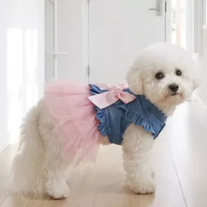 Cute Bow Party Dress Tutu Tulle Skirt for Dogs