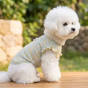 Cute Breathable Floral Dog Vest Cooling Summer T-Shirt