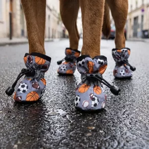 4pcs Waterproof Dog Boots Adjustable Non-Slip Shoes with Drawstring