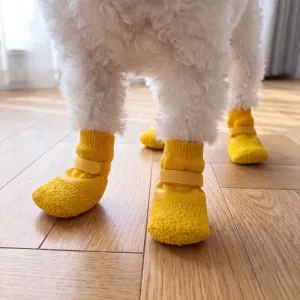 4pcs Warm Anti-Slip Dog Sock Boots with Velcro Straps