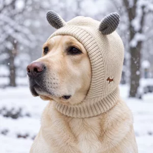 Cute Knitted Dog Balaclava Warm Scarf Hat with Ears
